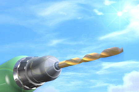 Cordless screwdriver with stainless drill on sky background (3d illustration).の写真素材