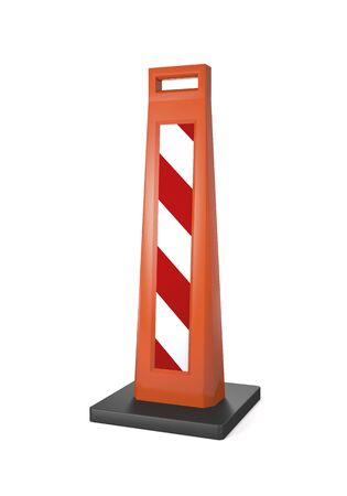 Fence post on whita background - under construction design (3d illustration).の写真素材