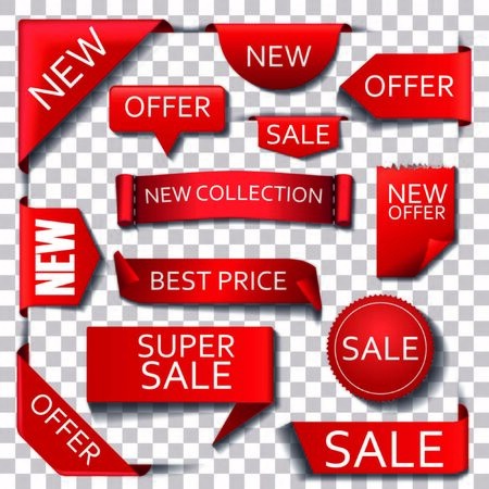Vector illustration of price tags for discounts, and discount cards. Discount flags for banners, new collection.のイラスト素材
