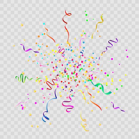 Colorful confetti and ribbons, birthday celebration or celebration.のイラスト素材