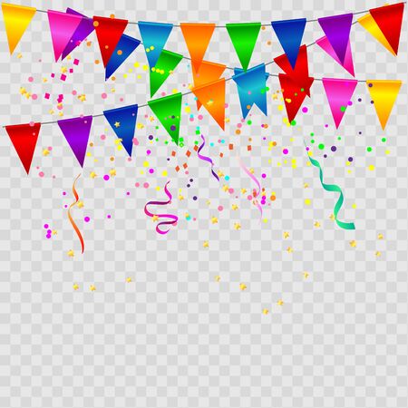 Colorful confetti and ribbons, birthday celebration or celebration.のイラスト素材