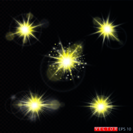 Transparent sunlight special lens flare light effect. Sun flash with rays and spotlight.のイラスト素材