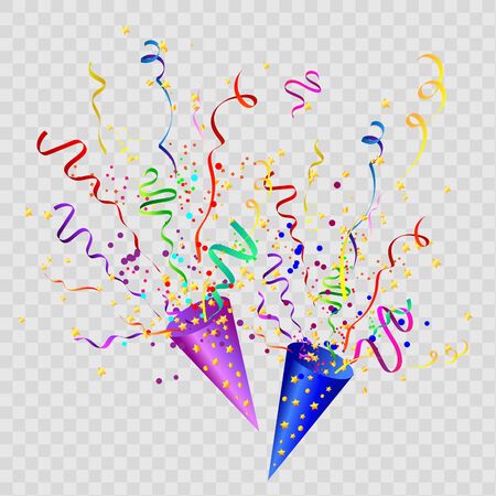 Colorful confetti and ribbons, birthday celebration or celebration.のイラスト素材