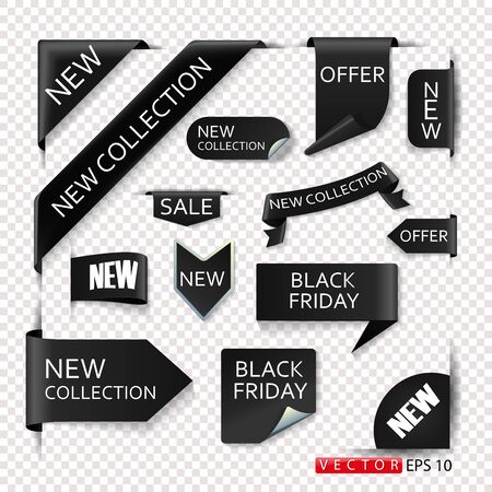 Discount stickers and stickers on the theme of discounts, black friday. EPS 10.のイラスト素材