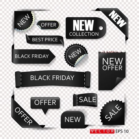 Discount stickers and stickers on the theme of discounts, black friday. EPS 10.のイラスト素材