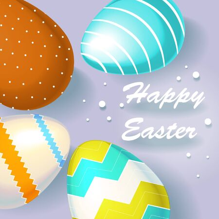 Postcard set of easter eggs vector illustrationのイラスト素材
