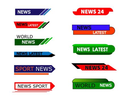 Big Set of Latest news megaphone label. Vector illustration. Isolated on white background.のイラスト素材