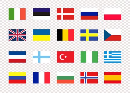 National flags of different countries on a transparent background background.のイラスト素材