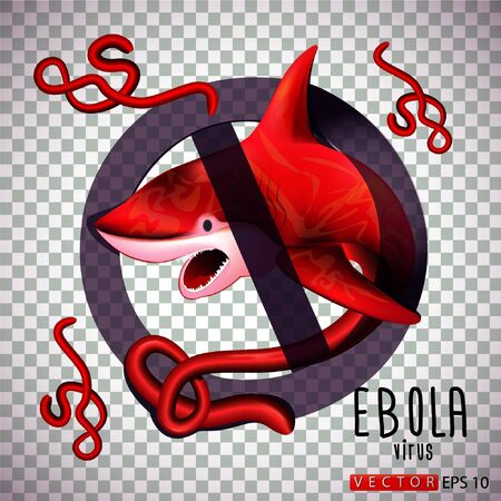 Vector illustration of stop Ebola virus. In the illustration, a shark as a dangerous virus.のイラスト素材