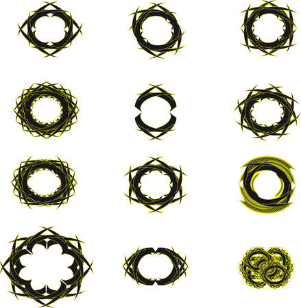 Yellow Frames Tribal Set のイラスト素材