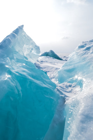 Pieces of crystal clear lake ice