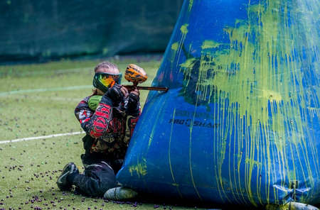 Russia. Stavopol. 07/21/2018 Russian Paintball Federation Stage 4 qualifying competitions in sports paintball. More than 12 teams from the Southern Federal District took part in the competition.のeditorial素材