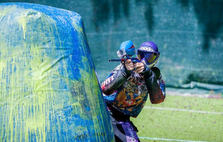 Russia. Stavopol. 07/21/2018 Russian Paintball Federation Stage 4 qualifying competitions in sports paintball. More than 12 teams from the Southern Federal District took part in the competition.のeditorial素材