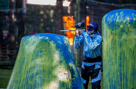 Russia. Stavopol. 07/21/2018 Russian Paintball Federation Stage 4 qualifying competitions in sports paintball. More than 12 teams from the Southern Federal District took part in the competition.のeditorial素材