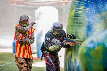 Russia. Stavopol. 07/21/2018 Russian Paintball Federation Stage 4 qualifying competitions in sports paintball. More than 12 teams from the Southern Federal District took part in the competition.のeditorial素材