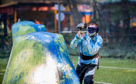 Russia. Stavopol. 07/21/2018 Russian Paintball Federation Stage 4 qualifying competitions in sports paintball. More than 12 teams from the Southern Federal District took part in the competition.のeditorial素材