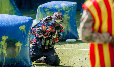 Russia. Stavopol. 07/21/2018 Russian Paintball Federation Stage 4 qualifying competitions in sports paintball. More than 12 teams from the Southern Federal District took part in the competition.のeditorial素材
