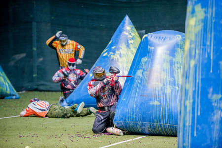 Russia. Stavopol. 07/21/2018 Russian Paintball Federation Stage 4 qualifying competitions in sports paintball. More than 12 teams from the Southern Federal District took part in the competition.のeditorial素材