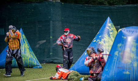Russia. Stavopol. 07/21/2018 Russian Paintball Federation Stage 4 qualifying competitions in sports paintball. More than 12 teams from the Southern Federal District took part in the competition.のeditorial素材