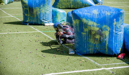 Russia. Stavopol. 07/21/2018 Russian Paintball Federation Stage 4 qualifying competitions in sports paintball. More than 12 teams from the Southern Federal District took part in the competition.のeditorial素材