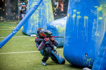 Russia. Stavopol. 07/21/2018 Russian Paintball Federation Stage 4 qualifying competitions in sports paintball. More than 12 teams from the Southern Federal District took part in the competition.のeditorial素材