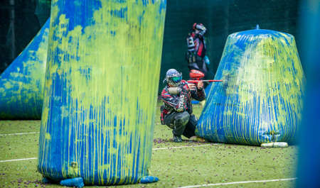 Russia. Stavopol. 07/21/2018 Russian Paintball Federation Stage 4 qualifying competitions in sports paintball. More than 12 teams from the Southern Federal District took part in the competition.のeditorial素材