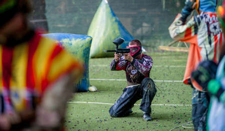 Russia. Stavopol. 07/21/2018 Russian Paintball Federation Stage 4 qualifying competitions in sports paintball. More than 12 teams from the Southern Federal District took part in the competition.のeditorial素材