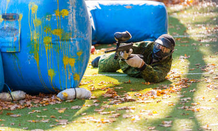 Stavopol.Russia. 10/27/2018 corporate sports paintball tournament.のeditorial素材