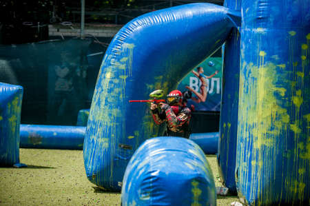 Russia. Stavopol. 07/21/2018 Russian Paintball Federation Stage 4 qualifying competitions in sports paintball. More than 12 teams from the Southern Federal District took part in the competition.のeditorial素材