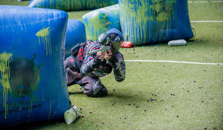 Russia. Stavopol. 07/21/2018 Russian Paintball Federation Stage 4 qualifying competitions in sports paintball. More than 12 teams from the Southern Federal District took part in the competition.のeditorial素材