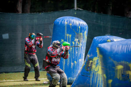 Russia. Stavopol. 07/21/2018 Russian Paintball Federation Stage 4 qualifying competitions in sports paintball. More than 12 teams from the Southern Federal District took part in the competition.のeditorial素材