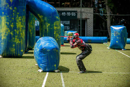 Russia. Stavopol. 07/21/2018 Russian Paintball Federation Stage 4 qualifying competitions in sports paintball. More than 12 teams from the Southern Federal District took part in the competition.のeditorial素材