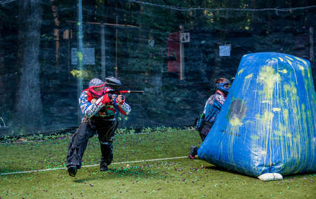 Russia. Stavopol. 07/21/2018 Russian Paintball Federation Stage 4 qualifying competitions in sports paintball. More than 12 teams from the Southern Federal District took part in the competition.のeditorial素材