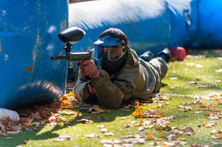 Stavopol.Russia. 10/27/2018 corporate sports paintball tournament.のeditorial素材