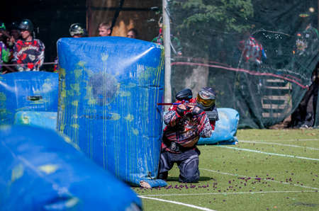Russia. Stavopol. 07/21/2018 Russian Paintball Federation Stage 4 qualifying competitions in sports paintball. More than 12 teams from the Southern Federal District took part in the competition.のeditorial素材