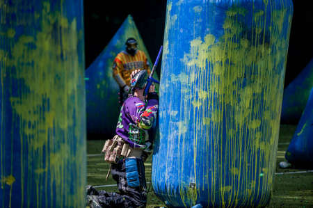 Russia. Stavopol. 07/21/2018 Russian Paintball Federation Stage 4 qualifying competitions in sports paintball. More than 12 teams from the Southern Federal District took part in the competition.のeditorial素材