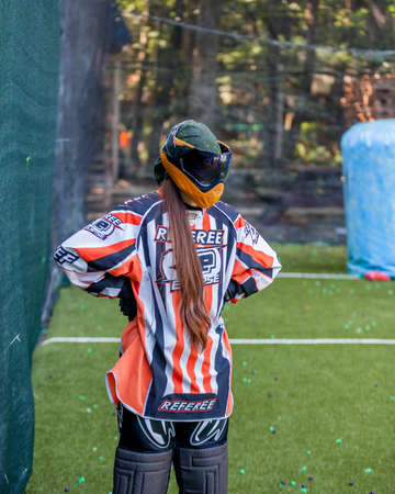 Russia. Stavopol. 07/21/2018 Russian Paintball Federation Stage 4 qualifying competitions in sports paintball. More than 12 teams from the Southern Federal District took part in the competition.のeditorial素材