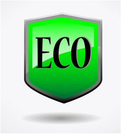 Green Eco shield isolated on grayのイラスト素材