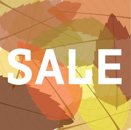 Autumn sale sign on the background made of leavesのイラスト素材
