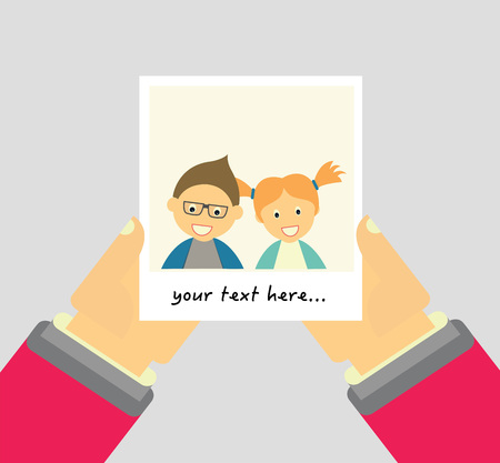 Polaroid picture of kids in the handsのイラスト素材