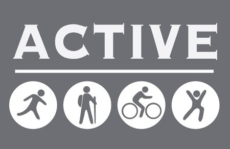 Active sign on the gray, activity icons. Isolated on grayのイラスト素材