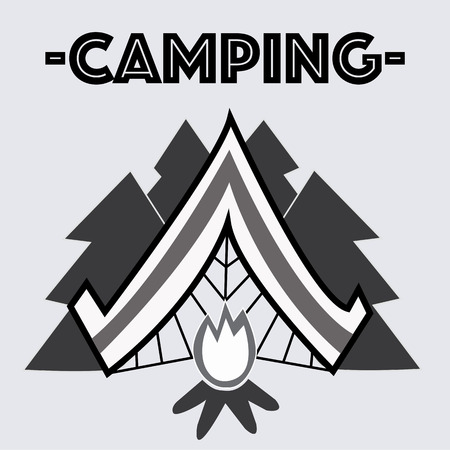 Camping picture. Tent isolated on whiteのイラスト素材