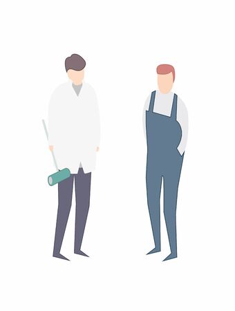 2 workes of different profesions. Men wearing uniformのイラスト素材