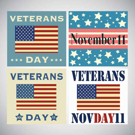 Set of Veterans Day greetings isolated on white backgroundのイラスト素材