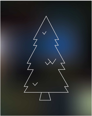 Christmas tree thin line icon on the blue blured backgroundのイラスト素材