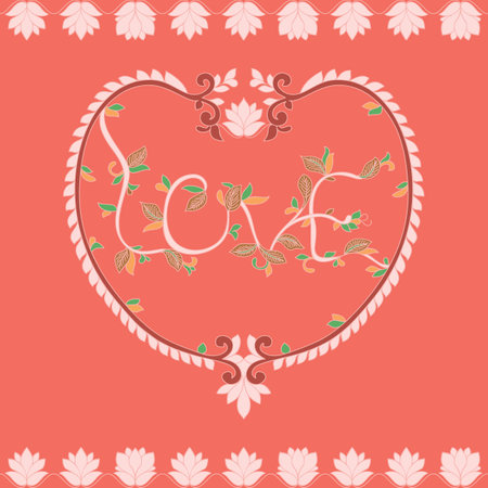 Lotus flower love heart ornamental pattern. Seamless pattern. Great for Spring, summer fabric, scrap booking, gift wrap, wallpaper, product design projects. Surface pattern design - Vectorのイラスト素材