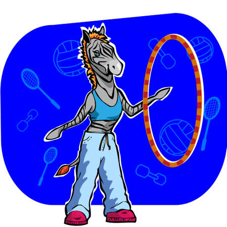 Sports zebra with a hoop のイラスト素材