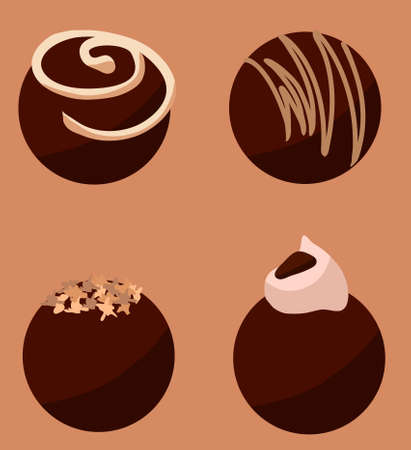 Various vector chocolate sweets set over white backgroundのイラスト素材