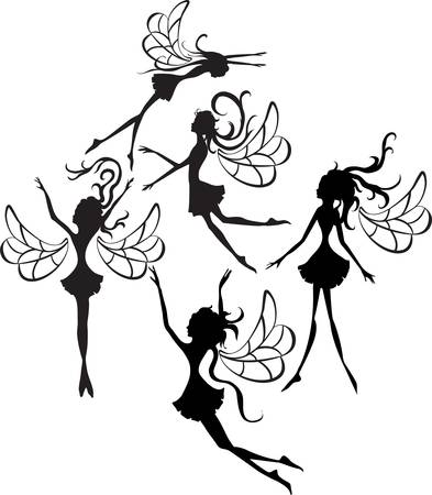 Some faities silhouettes isolated on white backgroundのイラスト素材
