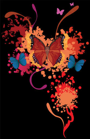 Bright butterfly collection with splashes for your designのイラスト素材